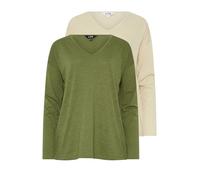 Long Tall Sally - LTS Tall 2 Pack Stone Brown & Green Long Sleeve T-Shirts - Women's