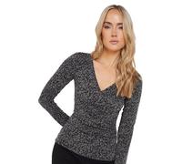 Long Tall Sally - LTS Tall Abstract Print Wrap Top - Women's Grey