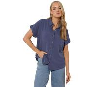Long Tall Sally - LTS Tall Acid Wash Pocket Shirt - Women's Blue
