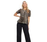 Long Tall Sally - LTS Tall Beige Leopard Print Tie Front Top - Women's
