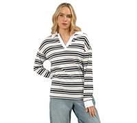 Long Tall Sally - LTS Tall Blue Double Stripe Cotton Rugby Polo T-Shirt - Women's
