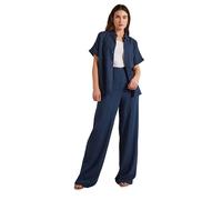 Long Tall Sally - LTS Tall Blue Linen Pleated Wide Leg Trousers - Women's