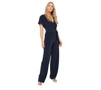 Long Tall Sally - LTS Tall Blue V-Neck Wrap Jumpsuit - Women's