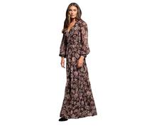 Long Tall Sally Women's Tall Paisley Chiffon Maxi Dress in Chocolate | Size: 16 Long Tall Sally Chocolate 16