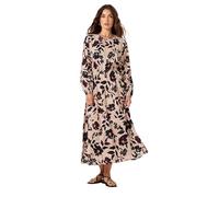 Long Tall Sally - LTS Tall Coral Floral Print Tea Dress - Women's
