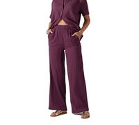 Long Tall Sally - LTS Tall Cotton Cheescloth Wide Leg Trousers - Women's Dark Red
