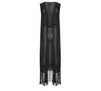 Long Tall Sally - Lts Tall Crochet Longline Waistcoat - Women's Black