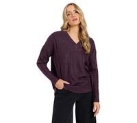 Long Tall Sally - LTS Tall Dark Cable Knit V-Neck Jumper - Women's Purple