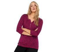Long Tall Sally - LTS Tall Dark Ditsy Floral Henley Top - Women's Pink