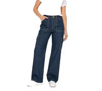 Long Tall Sally - LTS Tall Dark Wide Leg Cargo Jeans - Women's Blue
