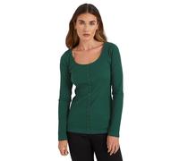 Long Tall Sally - LTS Tall Emerald Ribbed Button Long Sleeve Top - Women's