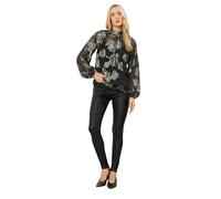 Long Tall Sally - LTS Tall Floral Jacquard High Neck Blouse - Women's Black