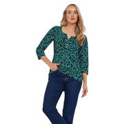 Long Tall Sally - LTS Tall Green Abstract Cotton Henley Top - Women's