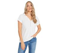 Long Tall Sally - LTS Tall Ivory Cotton Henley T-Shirt - Women's