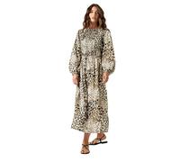 Long Tall Sally - LTS Tall Natural Animal Print Shirred Midaxi Dress - Women's Brown