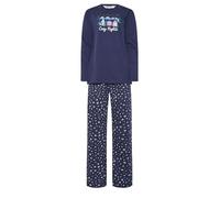 Long Tall Sally - Lts Tall Navy Blue 'Cosy Nights' Slogan Wide Leg Cotton Pyjama Set - Women's
