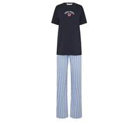 Long Tall Sally - Lts Tall Navy Blue 'Sunday Brunch' Slogan Striped Pyjama Set - Women's