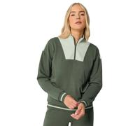 Long Tall Sally Women's Tall Colour Block Quarter Zip Sweatshirt in Dark Olive | Size: 14