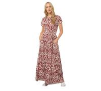 Long Tall Sally - LTS Tall Red Floral Paisley Shirred Waist Maxi Dress - Women's