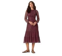 Long Tall Sally - LTS Tall Red Mesh Leopard Print Tiered Dress - Women's