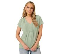 Long Tall Sally - LTS Tall Sage Green Cotton Abstract Floral Henley Top - Women's