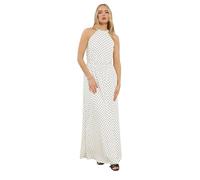 Long Tall Sally - LTS Tall Satin Polka Dot Halter Neck Dress - Women's White