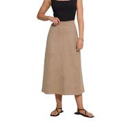Long Tall Sally - LTS Tall Tan Suedette A-Line Midi Skirt - Women's