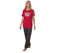 Long Tall Sally - Lts Tall 'Time To Shine' Slogan Wide Leg Cotton Pyjama Set - Women's Red