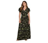 Long Tall Sally - LTS Tall Tropical Palm Frill Sleeve Maxi Dress - Women's Black
