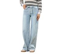 Long Tall Sally - LTS Tall Wash Tie Waist Cotton Wide Leg Jeans - Women's Light Blue