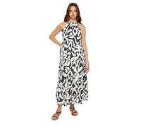 Long Tall Sally - LTS Tall & White Cotton Abstract Print Halterneck Dress - Women's