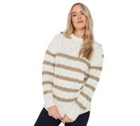 Long Tall Sally - LTS Tall White Stripe Cable Knit Jumper - Women's