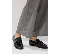 Long Tall Sally Patent Flat Loafers In Standard Fit In Black Black 9
