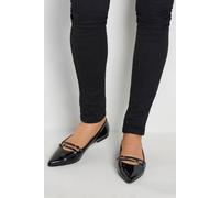 Long Tall Sally Pointed Buckle Flats In Black Black 10