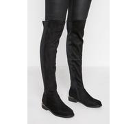 Long Tall Sally Suede Over The Knee Stretch Boots In Black Black 12