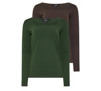 Long Tall Sally - LTS Tall 2 Pack Green & Brown Square Neck Tops - Women's