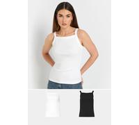 Long Tall Sally Tall 2 Pack Square Neck Cami Vest Tops In Black Black 18