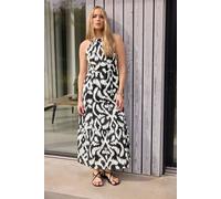 Tall Abstract Print Halterneck Dress Long Tall Sally Black 12