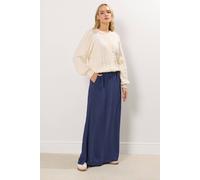 Long Tall Sally - LTS Tall Blue Acid Wash Side Split Maxi Skirt - Women's