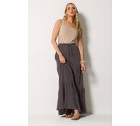 Long Tall Sally Tall Acid Wash Tiered Maxi Skirt In Chocolate Chocolate