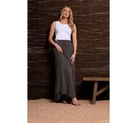 Long Tall Sally Women's Tall Acid Wash Tiered Maxi Skirt in Chocolate | Size: 16 Long Tall Sally Chocolate 16