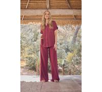 Long Tall Sally Women's Tall Acid Wash Wide Leg Trousers in Red | Size: 18L