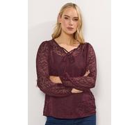 Long Tall Sally Tall Animal Burnout Blouse In Burgundy Burgundy 8