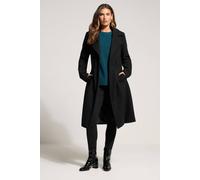 Long Tall Sally Tall Belted Wrap Midi Coat In Black Black 20