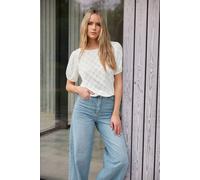 Long Tall Sally Tall Broderie Puff Sleeve Top In White White 8