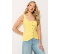 Long Tall Sally Tall Button Knitted Vest Top In Yellow