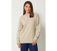Long Tall Sally Women's Tall Button Sleeve Knitted Jumper in Natural | Size: 14/16