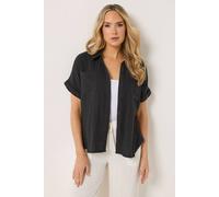 Long Tall Sally Tall Cheesecloth Grown-On Sleeve Shirt In Black Black