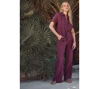 Long Tall Sally Women's Tall Cheesecloth Wide Leg Trousers in Dark Red | Size: 14XL Long Tall Sally Dark Red 14XL