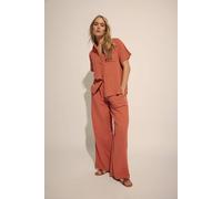 Long Tall Sally - LTS Tall Rust Cotton Cheescloth Wide Leg Trousers - Women's Orange